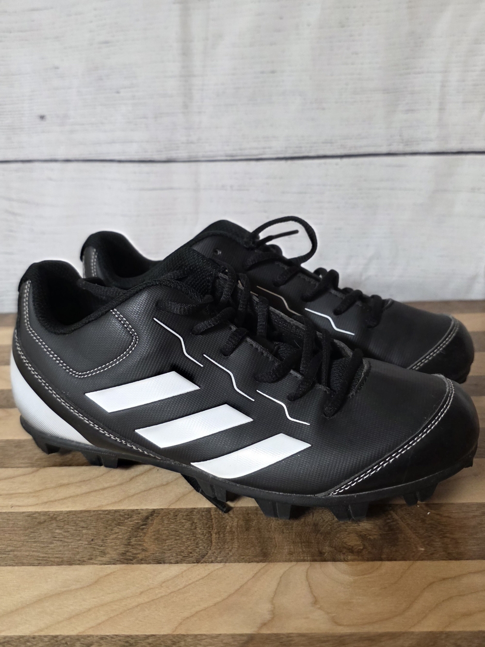adidas Black and White Kids Athletic Cleats